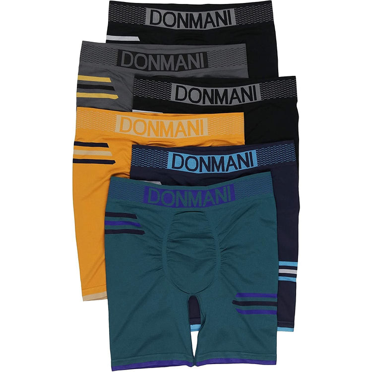 ToBeInStyle Men's Pack of 6 Waistband Design Long Leg Boxers