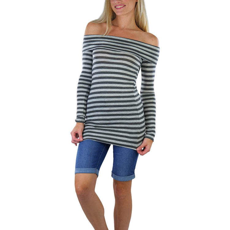 Women's Striped Off-The-Shoulder Top