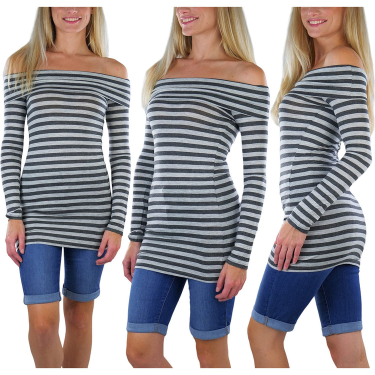 Women's Striped Off-The-Shoulder Top