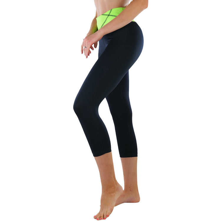 Women's Comfy Capri Yoga Pants with Criss-Cross Design