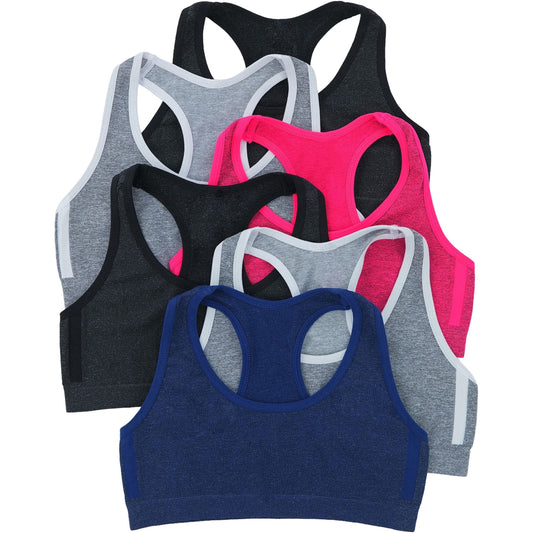 Girl’s Pack of 6 Seamless Training Bras Top Wire-Free Non-Padded