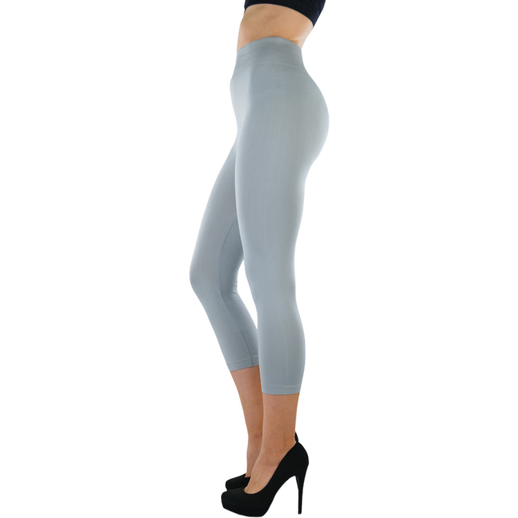 Women’s Capri Length Wide Waistband Seamless Lightweight Stretch Leggings