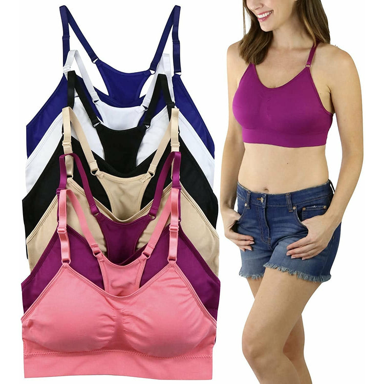 ToBeInStyle Women's Pack of 6 Vibrant Racerback Sports Bras