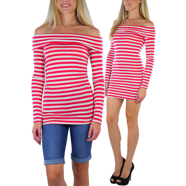 Women's Striped Off-The-Shoulder Top