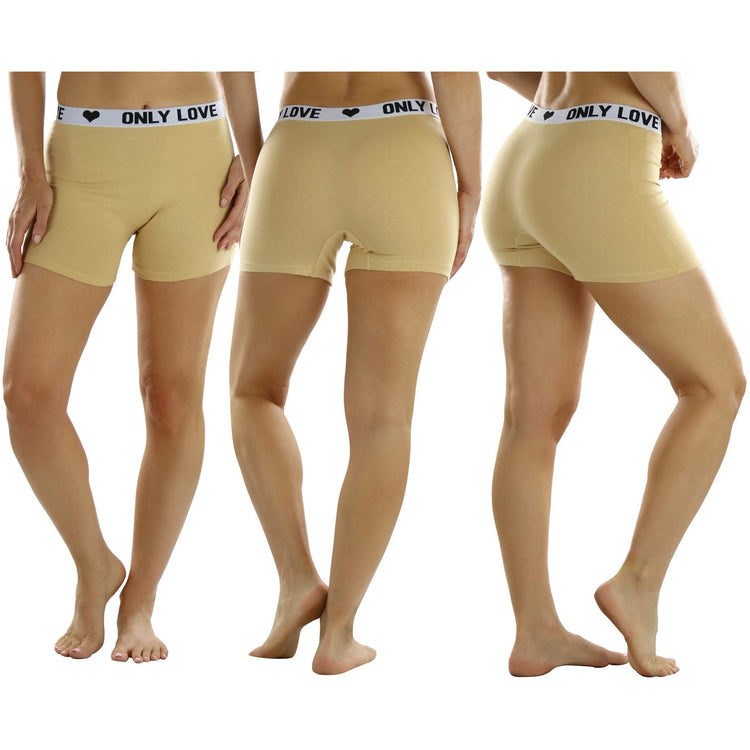Women's Pack of 6 Premium Cotton Blend High Waisted Short Length Only Love Assorted Biker Bermuda Shorts