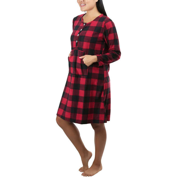 Women's Cozy Fleece Pajama Long Sleeve Nightgown