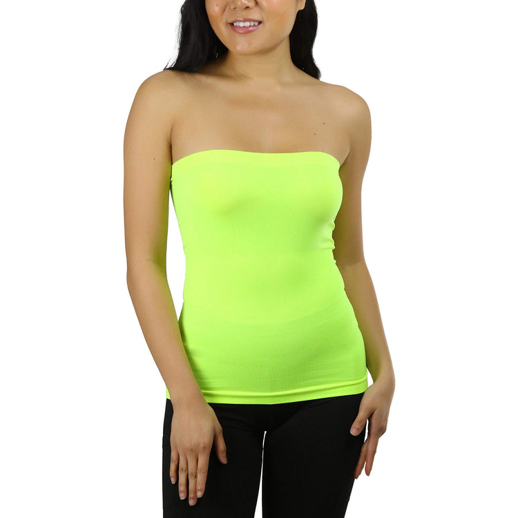 Women's Seamless Bandeau Tube Top Ribbed Without Pad