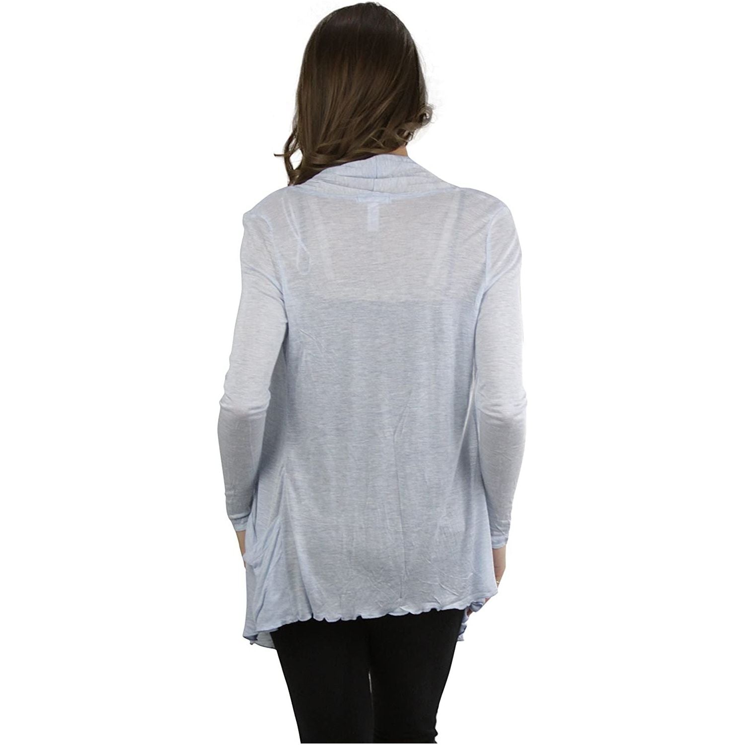 ToBeInStyle Women's Long Sleeve Fly Away Open Cardigan - 100% Rayon, Lightweight Cover-Up In Black, Charcoal, Grey, Oat