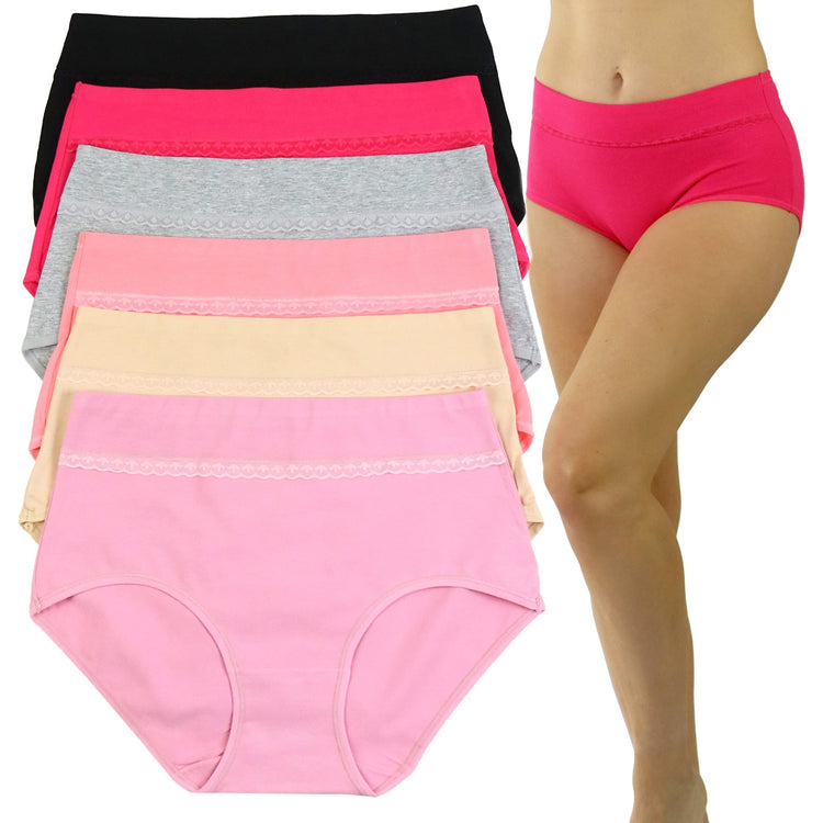 Women's 6 Pack Full Coverage High Waisted Brief Panties