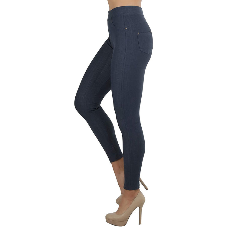 Women’s Easy Pull-On Denim Skinny Fit Comfort Stretch Leggings Jeggings