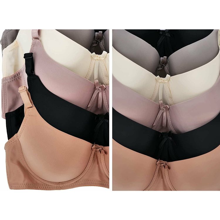 Women's Pack of 6 Supportive Full Cup Bras with Underwire Contours