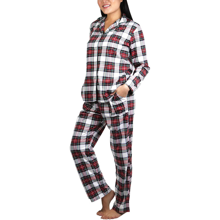 Women's Flannel Pajama Set with Matching Top and Bottom