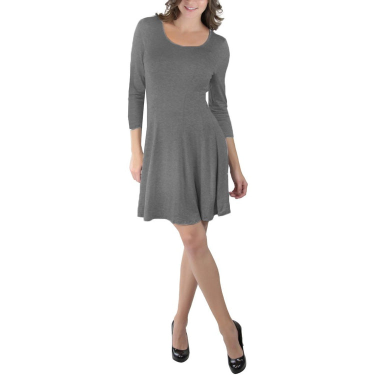 Women's Classic Fit Skater Dress With 3/4 Sleeves