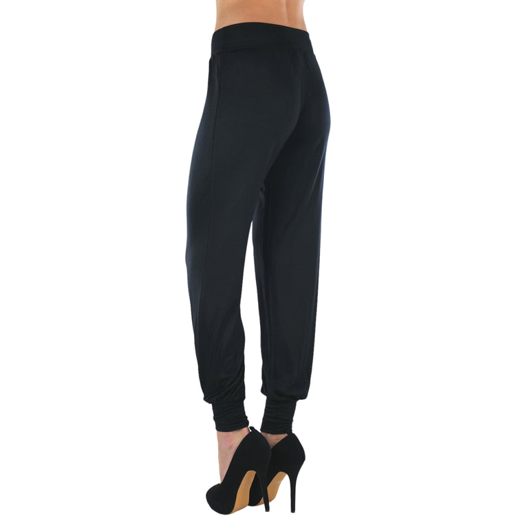 Women's Stretchy Seamless Harem Pants with Cuffed Ankles