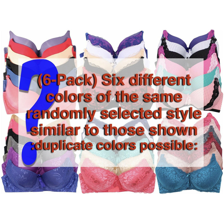 ToBeInStyle Women's Pack of 6 Mystery Bras (Sizes 30A to 44DD)