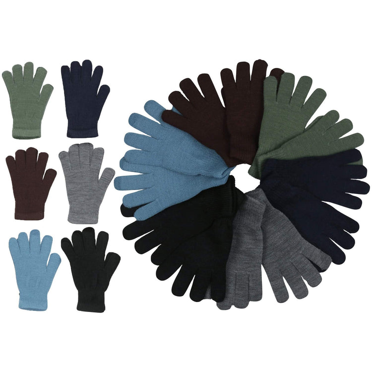 Men's Pack of 6 Knit Solid Colored Gloves