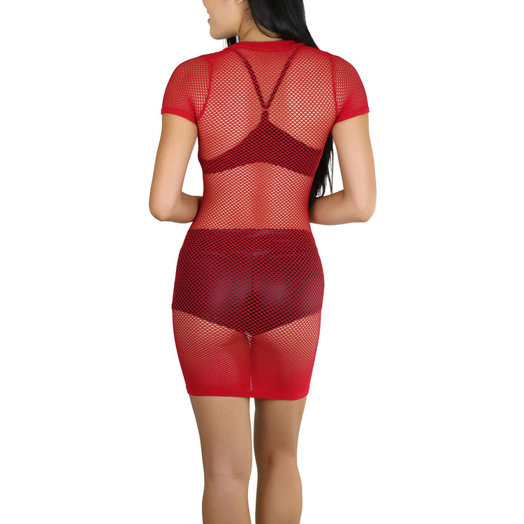 Women's Capsleeve Seamless Fishnet Dress