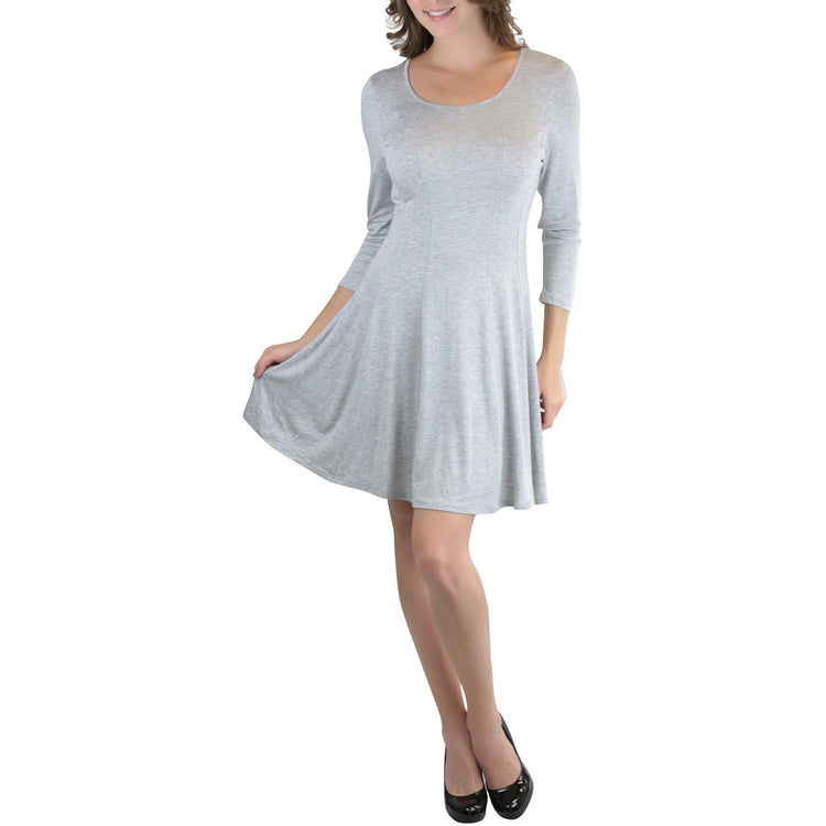 Women's Classic Fit Skater Dress With 3/4 Sleeves