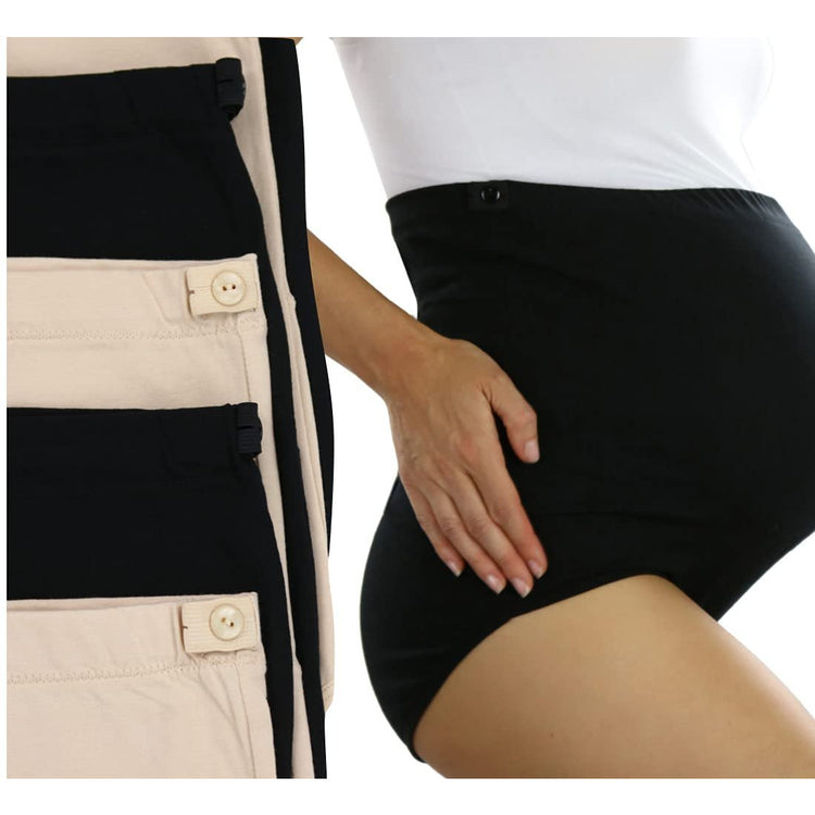 Women's Pack of 2 High Waisted Over The Bump Maternity Layering Long Shorts Underwear