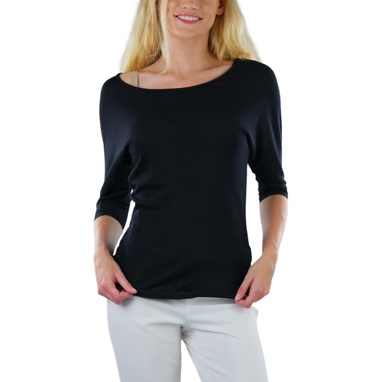 Women's Bow-Back 3/4 Sleeve Top with Side Shirring
