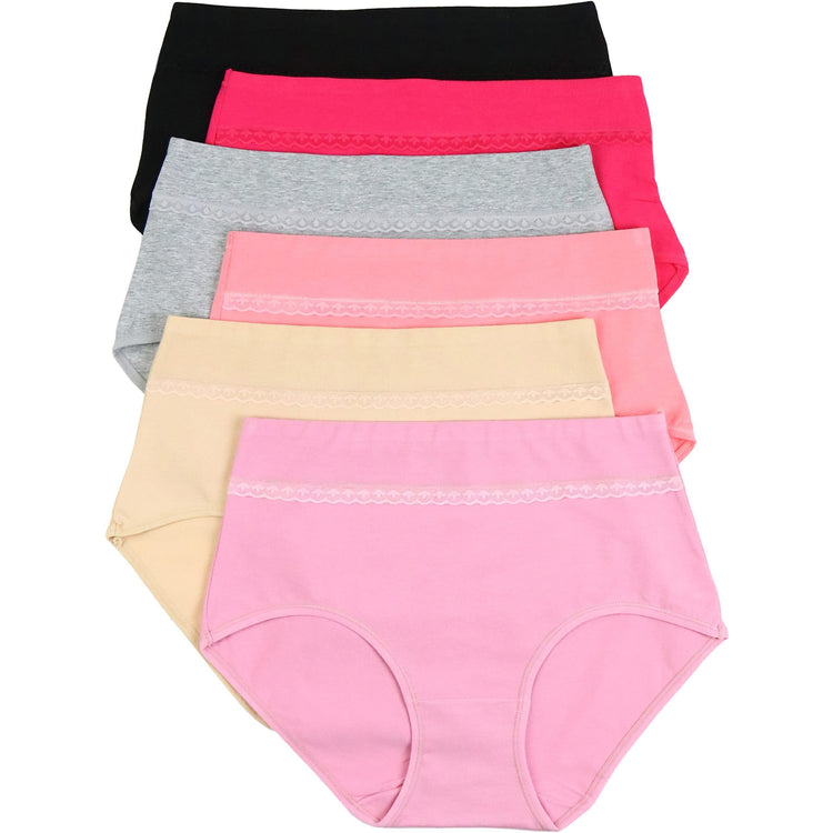 Women's 6 Pack Full Coverage High Waisted Brief Panties