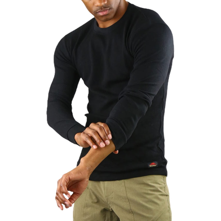 Men's Heavy Weight Premium Waffle Thermal Long Sleeve Crewneck Shirt