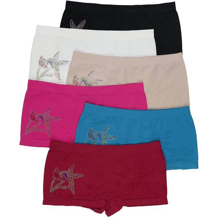 Women's Pack of 6 One Size Boyshorts Panties