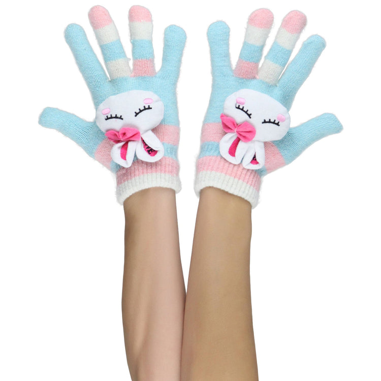 Women's Pack of 6 Rabbit Print Faux Fur Cuff Gloves