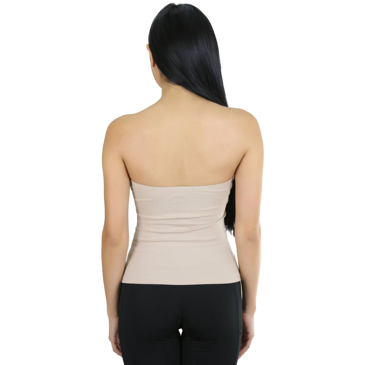 Women's Straight Neckline Ruched Basic Solid Knit Tube Top