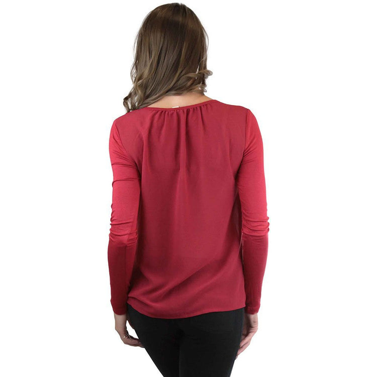 Women's L.S. Knit With Sheering Back Neck Detail