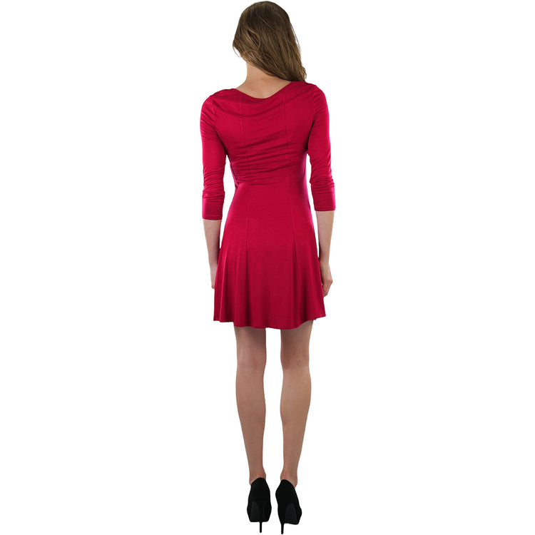 Women's Classic Fit Skater Dress With 3/4 Sleeves