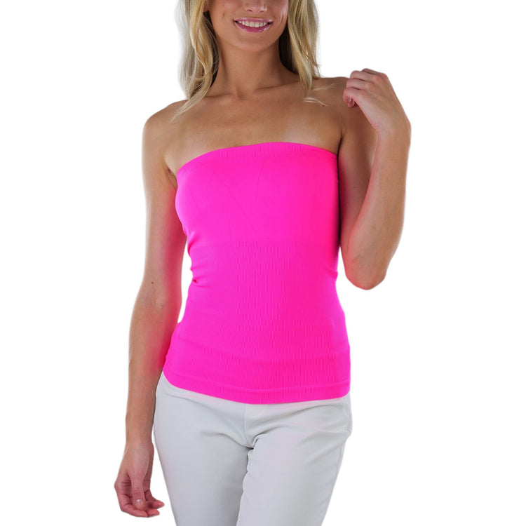 Women's Seamless Bandeau Tube Top Ribbed Without Pad