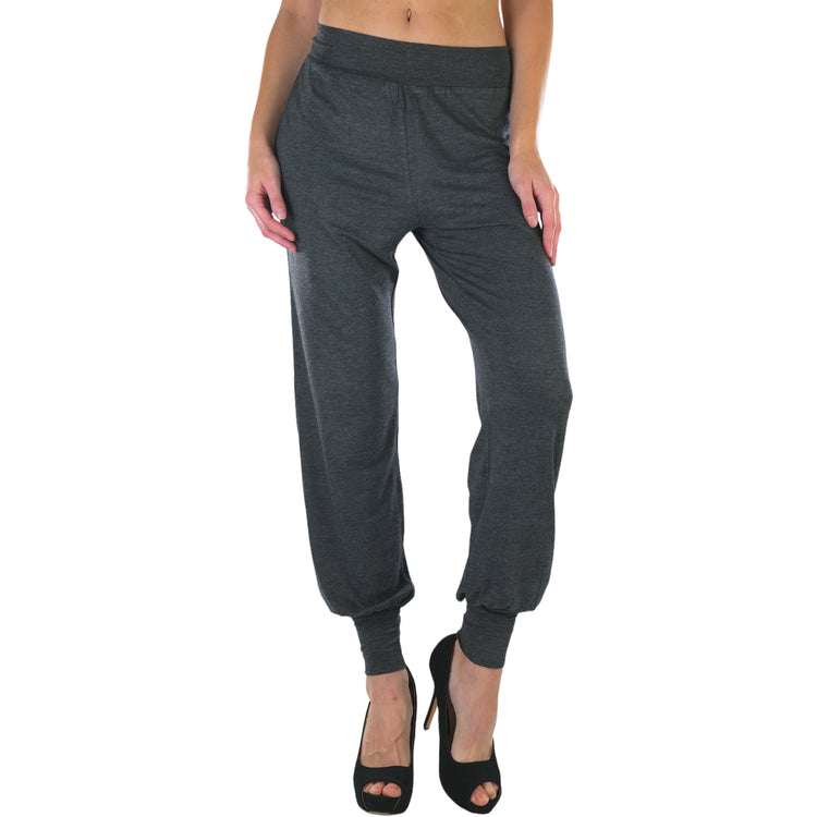 Women's Stretchy Seamless Harem Pants with Cuffed Ankles