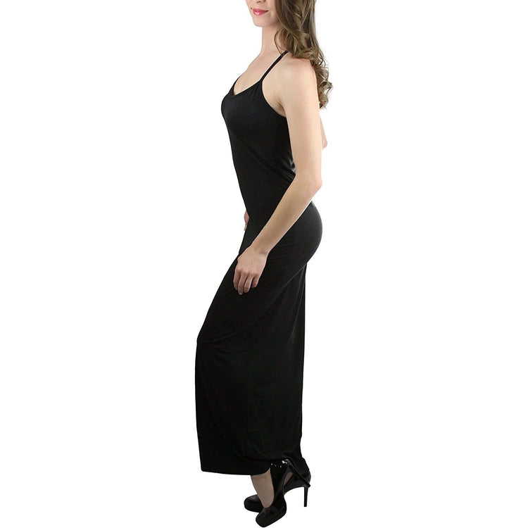 ToBeInStyle Women's Thin Strap Racerback V-Neck Maxi Dress