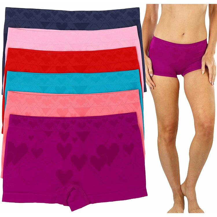 Women's Sporty Cotton High Waist Boyshort Panties (6-Pack)