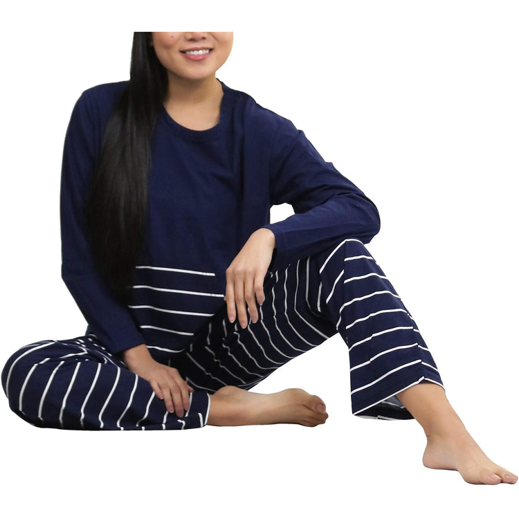Women's Matching Pajama Set with Kangaroo Pocket Top and Flannel Pants