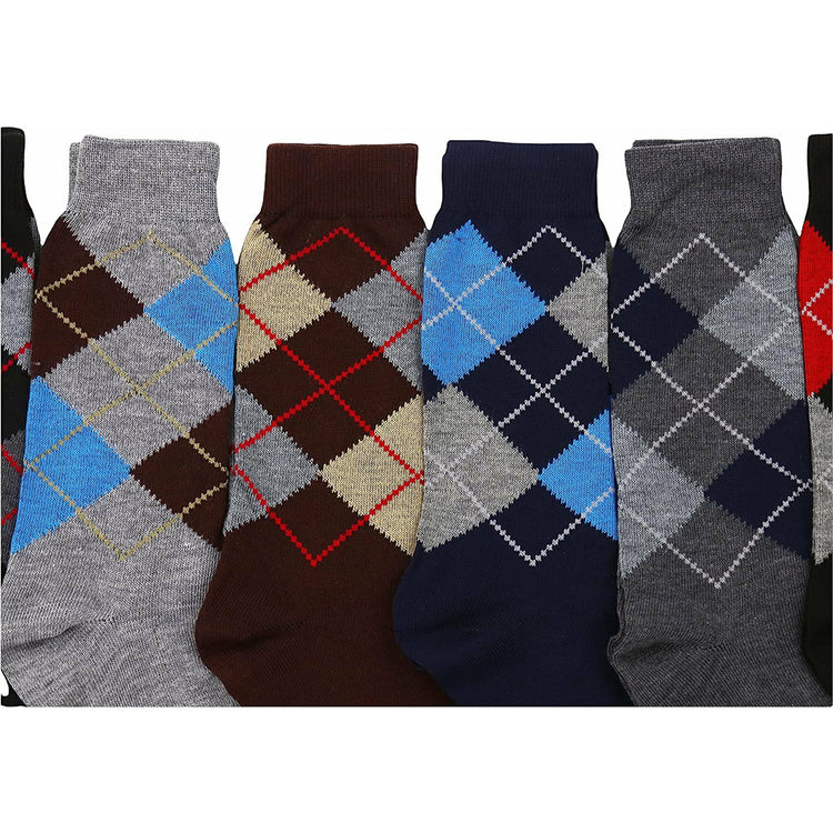 Men's Pack of 6 Solid Color and Patterned Dress Socks