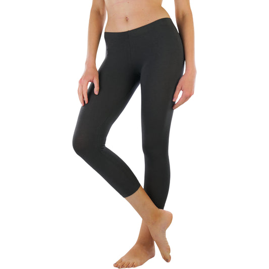 Women's Seamless Cotton Stretchy Band Yoga Activewear Capri Leggings