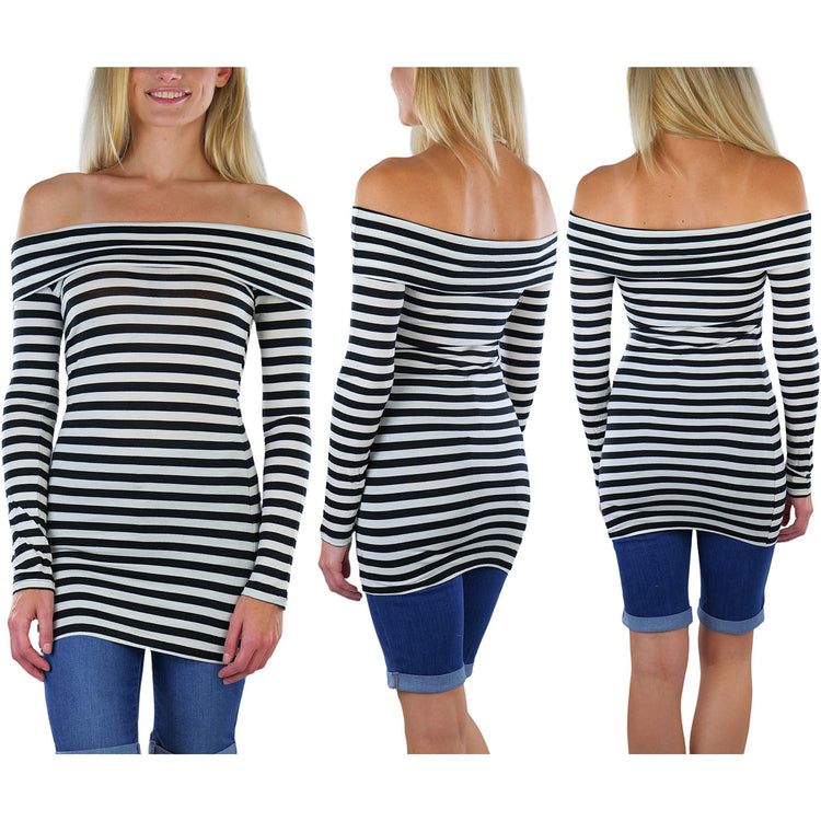 Women's Striped Off-The-Shoulder Top