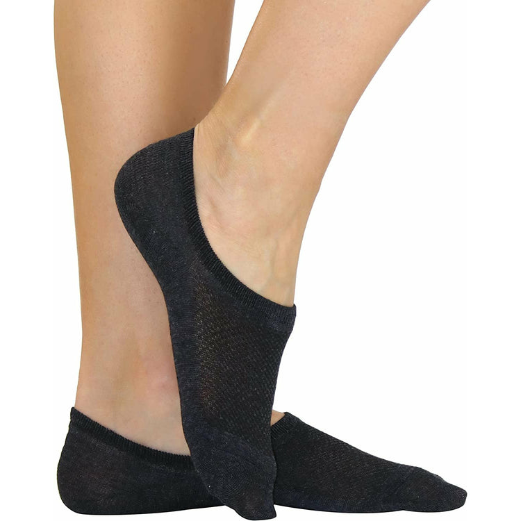 ToBeInStyle Unisex Pack of 4 Breathable Top No Show Socks with Heel Grip