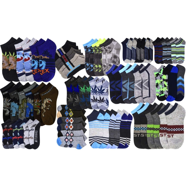 Kids' Pack of 12 Pairs Randomly Assorted Low Cut Ankle Socks for Boys and Girls