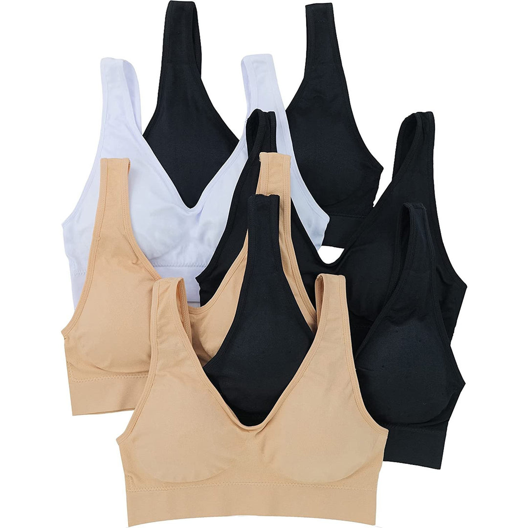 Women's Pack of 6 Padded Double Scoop Comfort Lounging Bras – ToBeInStyle