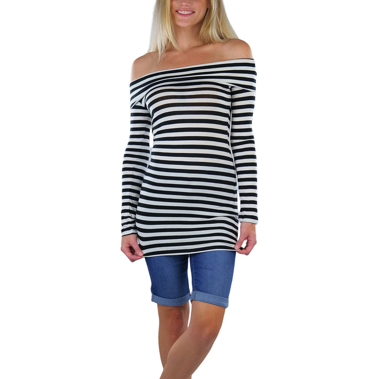Women's Striped Off-The-Shoulder Top