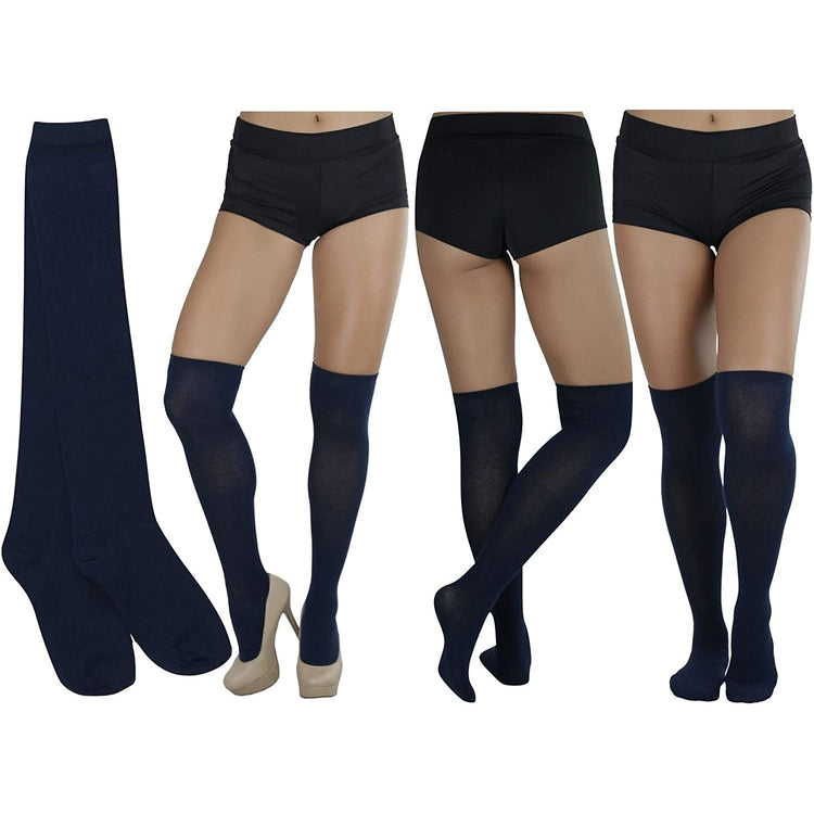 ToBeInStyle Pack of 6 Classic Cotton Blend Uniform Knee-High Socks