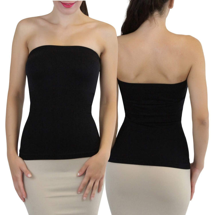 Women's Seamless Bandeau Tube Top Ribbed Without Pad