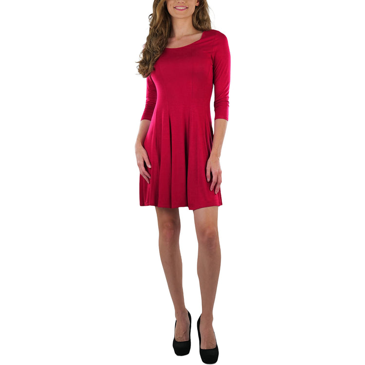 Women's Classic Fit Skater Dress With 3/4 Sleeves