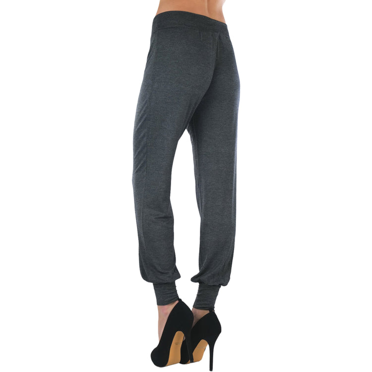 Women's Stretchy Seamless Harem Pants with Cuffed Ankles