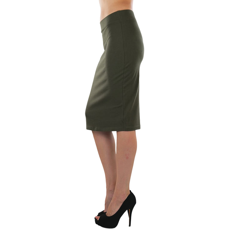 Women's Premium Cotton-Blend Basic Knee Skirt