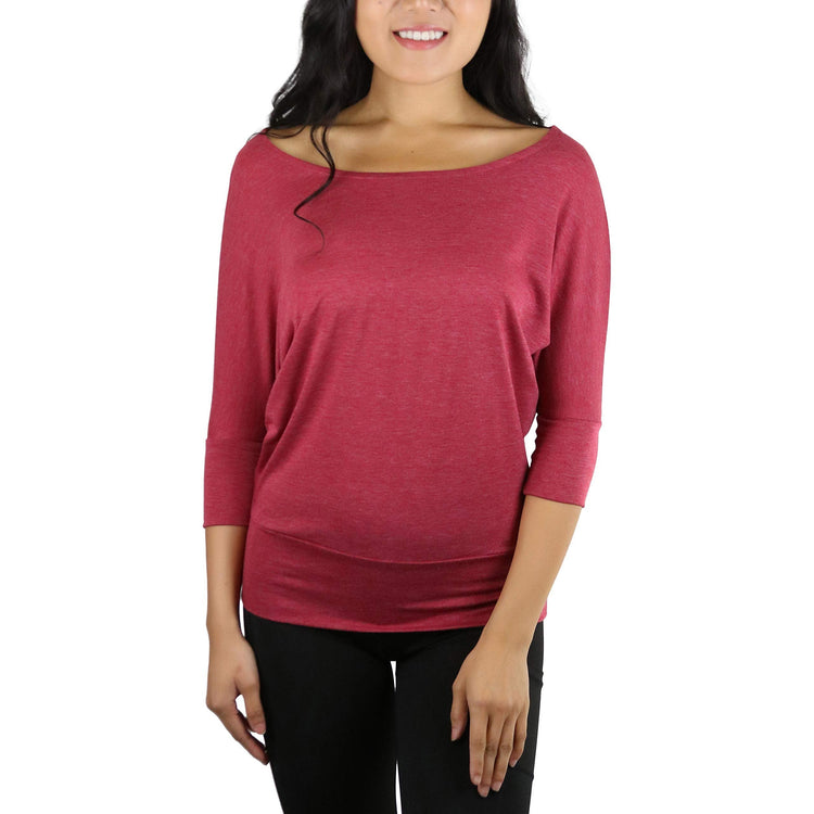 Women's Boat Neck Dolman Style Blouse