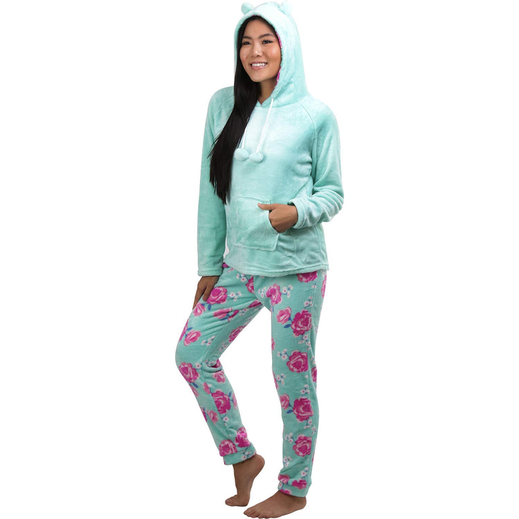 Women's Premium Plush Hoodie Lounge Pajama Set